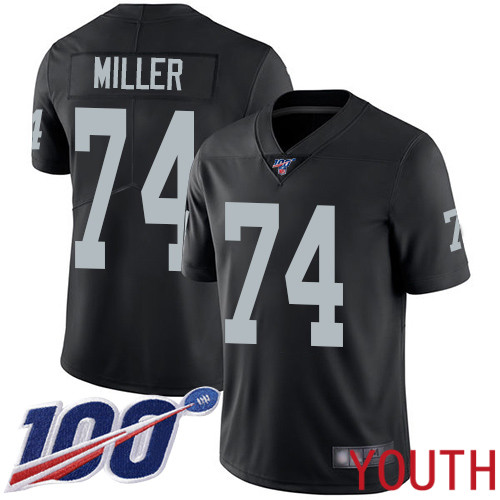 Oakland Raiders Limited Black Youth Kolton Miller Home Jersey NFL Football #74 100th Season Vapor Jersey